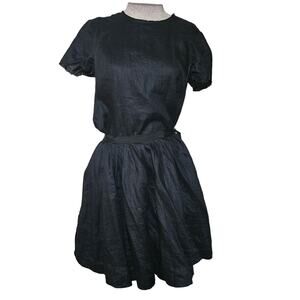 Band of Outsiders Black Short Sleeve Linen Mini Dress Size 2